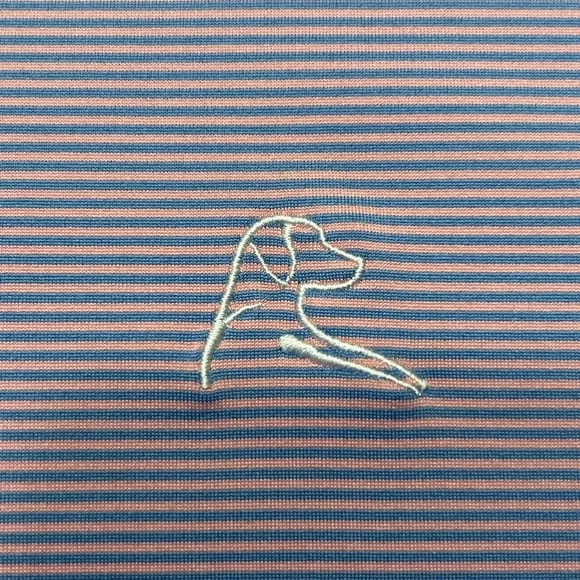 Rhoback Polo Shirt Mens XL Pink Blue Striped Short Sleeve Performance Golf - Picture 2 of 6